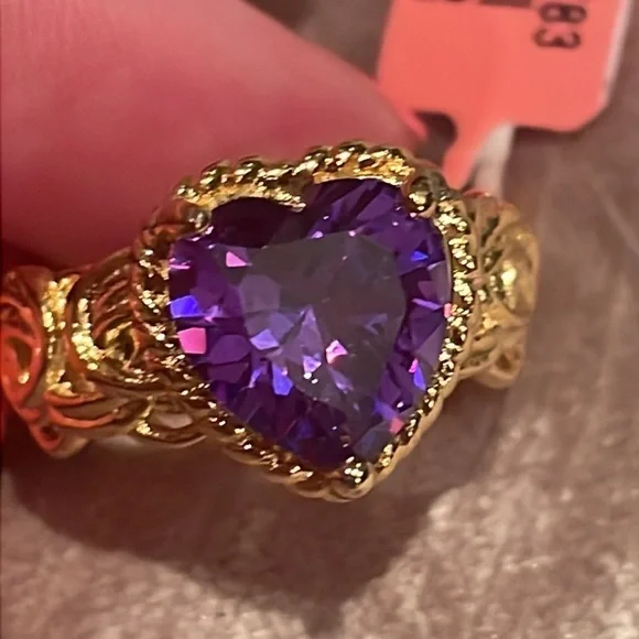 Purple HEART CZ Diamond RING NWTS - Picture 4 of 7